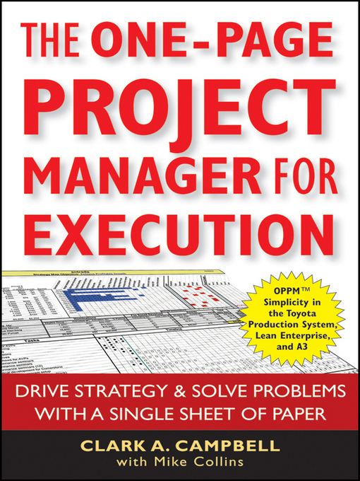 Title details for The One-Page Project Manager for Execution by Clark A. Campbell - Available